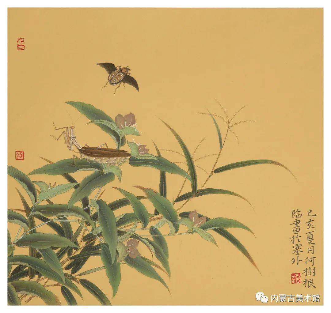 198x136cm 郭秀峰《子母雞圖》45x35cm 王麗《沙渚鳧雛圖》37x32cm