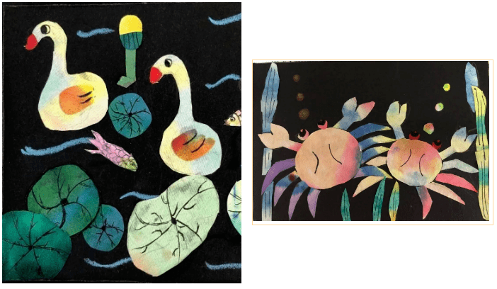 随着上课铃响,实验小学的染纸贴画课开始了.