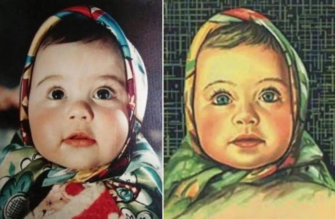 充满现实主义风格的大头娃娃.