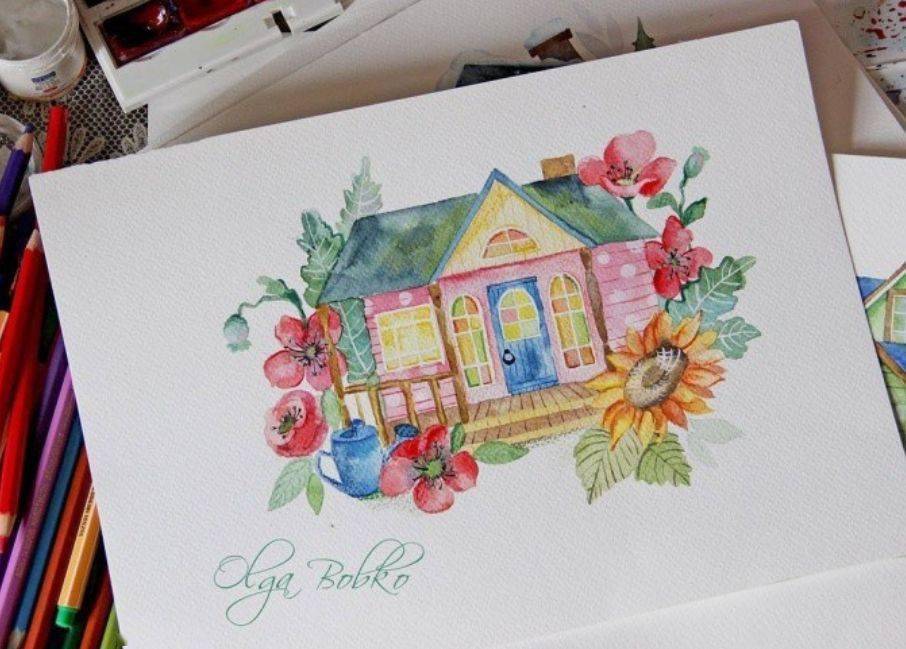 梦幻水彩小屋插画带你走进手绘童话世界