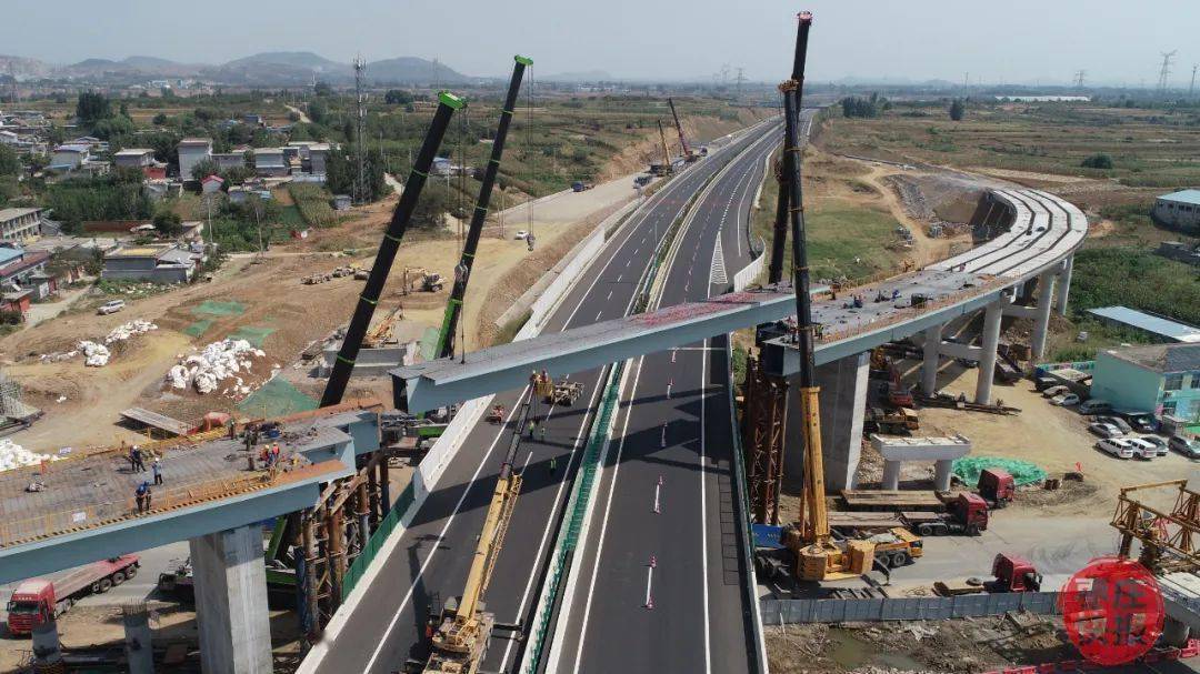 新台高速最新进展枣庄东枢纽互通a匝道已贯通