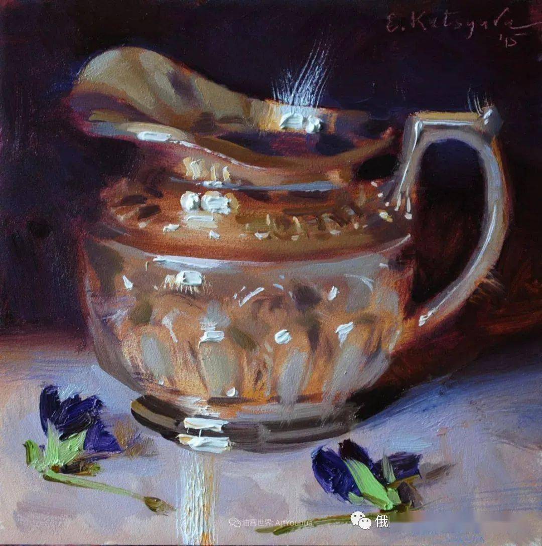 俄罗斯女画家埃琳娜卡特修拉静物油画作品赏析