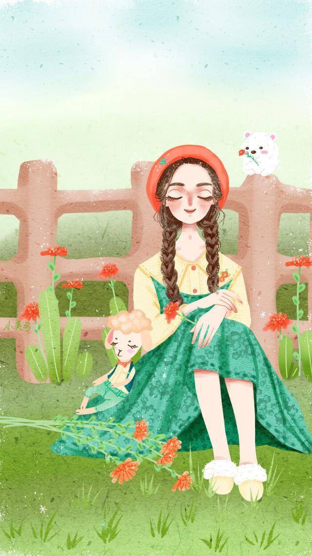 从今天起做个自信阳光美丽的女孩唯美的少女手绘插画