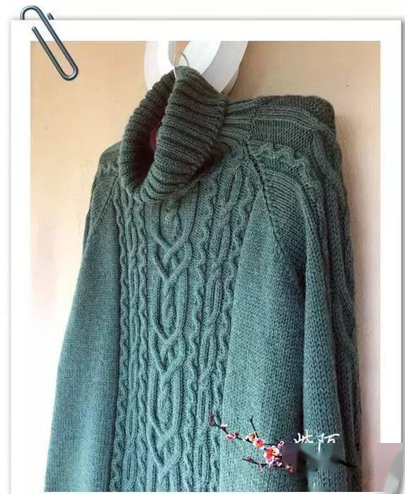 经典实用的棒针高领扭花套头毛衣天在冷也不怕附教程