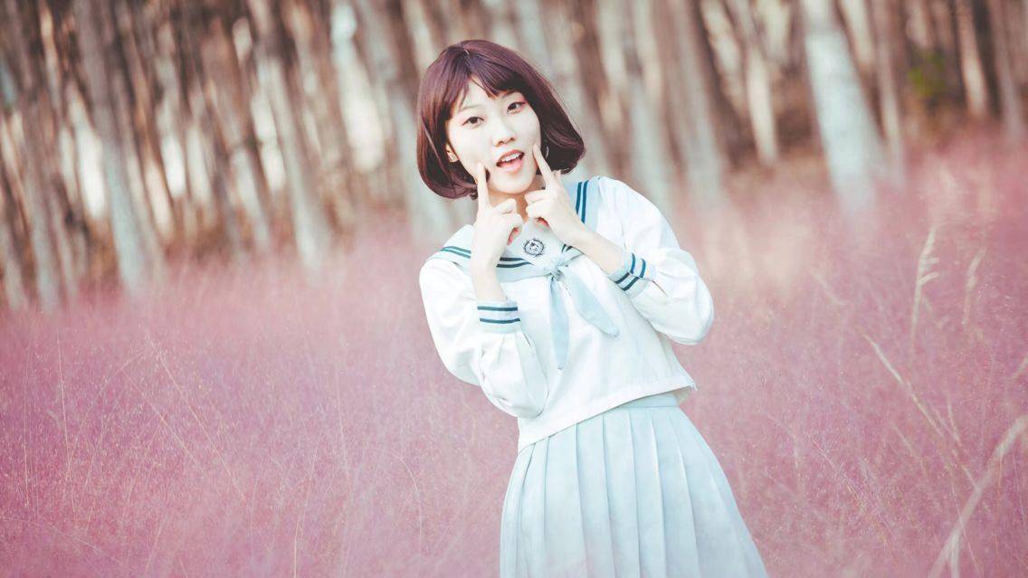 jk私影少女心爆棚的粉色的草