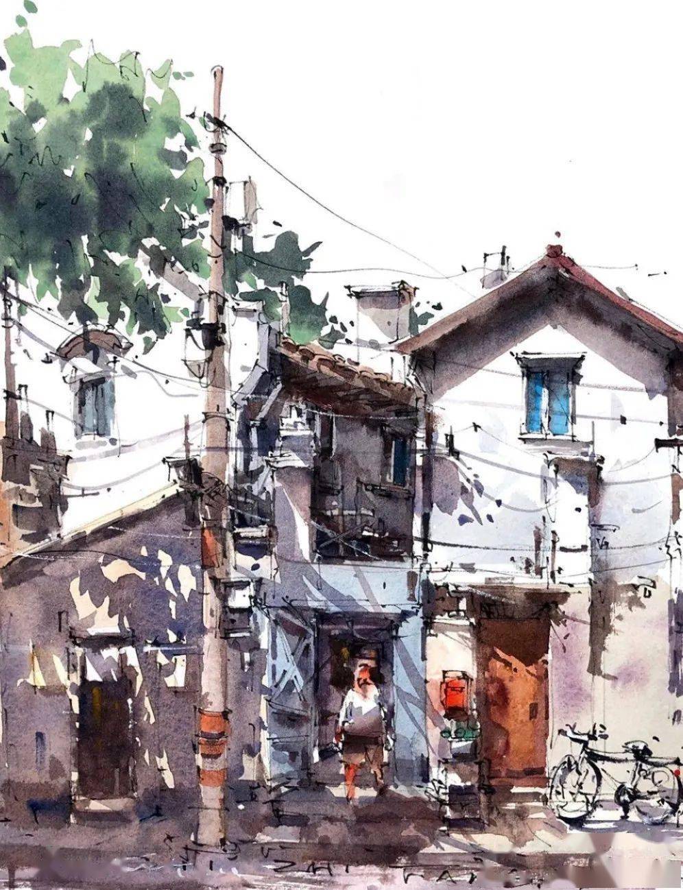 史志方钢笔淡彩作品欣赏(徽州)