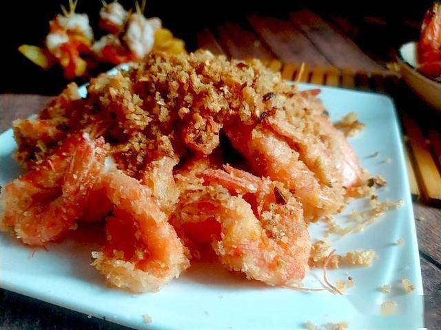 海苔炒虾图片