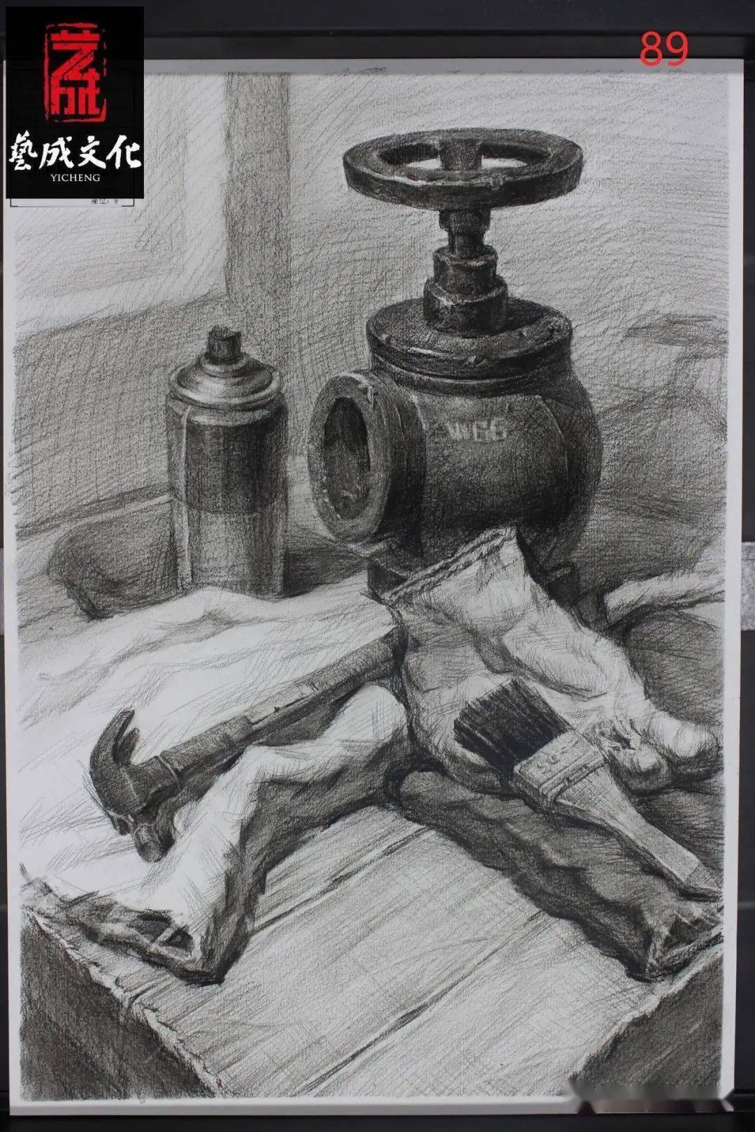 2021届广东省美术联考一模素描高分卷破斧沉舟奋勇向前