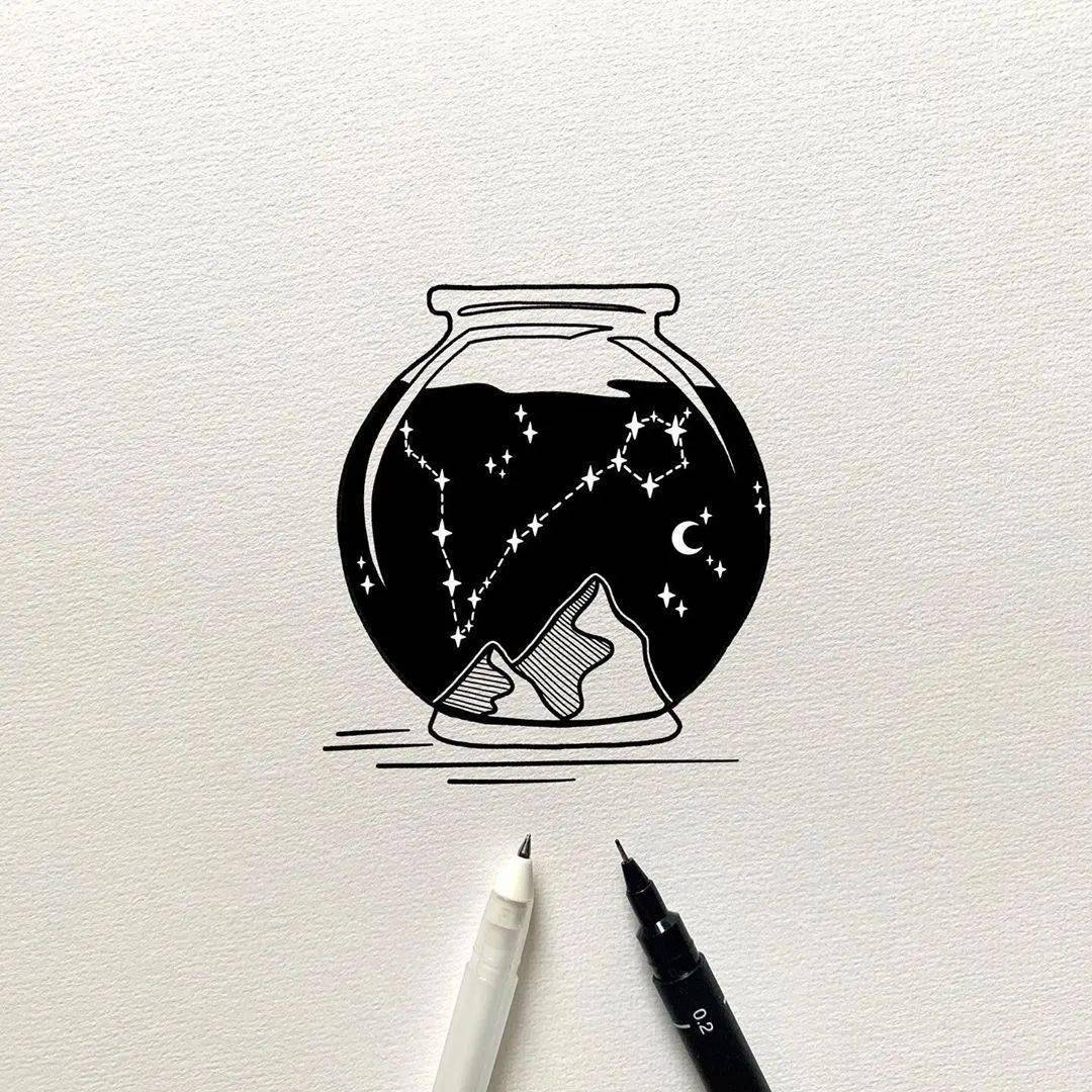 简单针管笔小插画意境很好