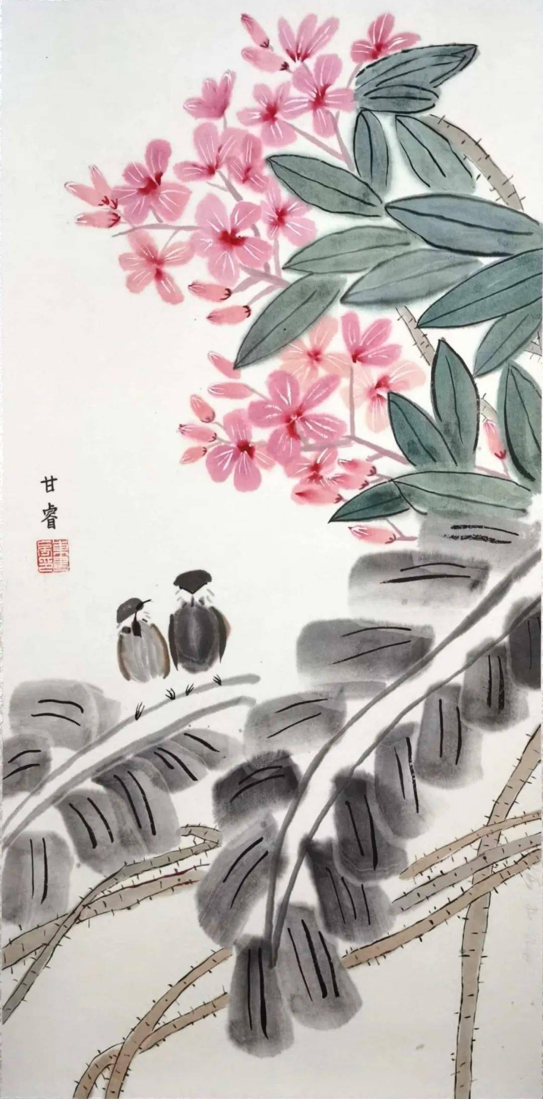 图》(左)祁雅玲 10岁《醉西湖》(右)祁雅玲 10岁 《鹅》(左)李玉琢 12