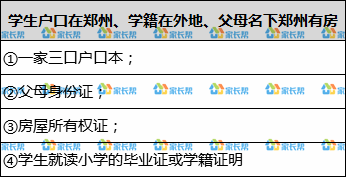 2,学生户口在郑州,学籍外地,小升初报名