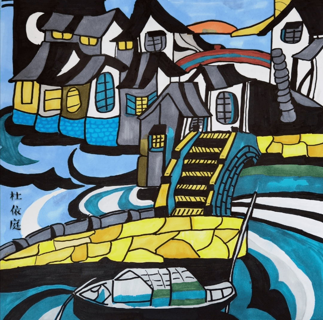 江南烟雨作者:仇灏作品名称:江南水乡作品介绍:马头墙乌篷船,白墙黑瓦