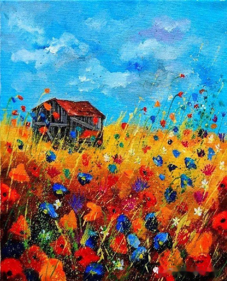 的启发形成了画作的诗歌比利时印象派风景画家波尔莱登polledent作品