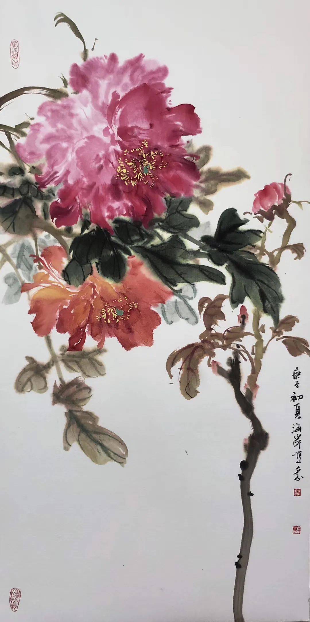 梁海岸写意紫藤牡丹菊花荷花技法班只需200元