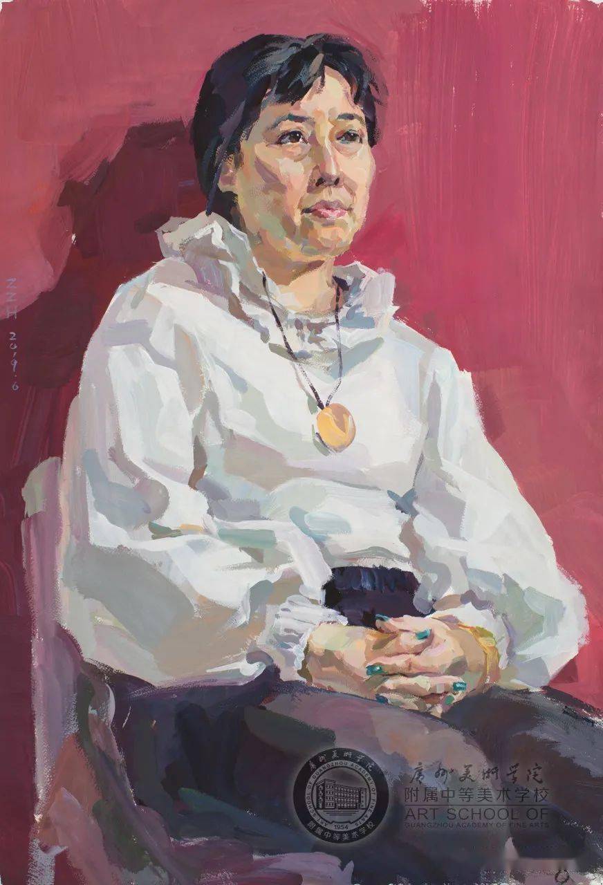 《半身带手肖像写生》 朱子涵79cm×55cm 纸本水粉 三年级 2019指导