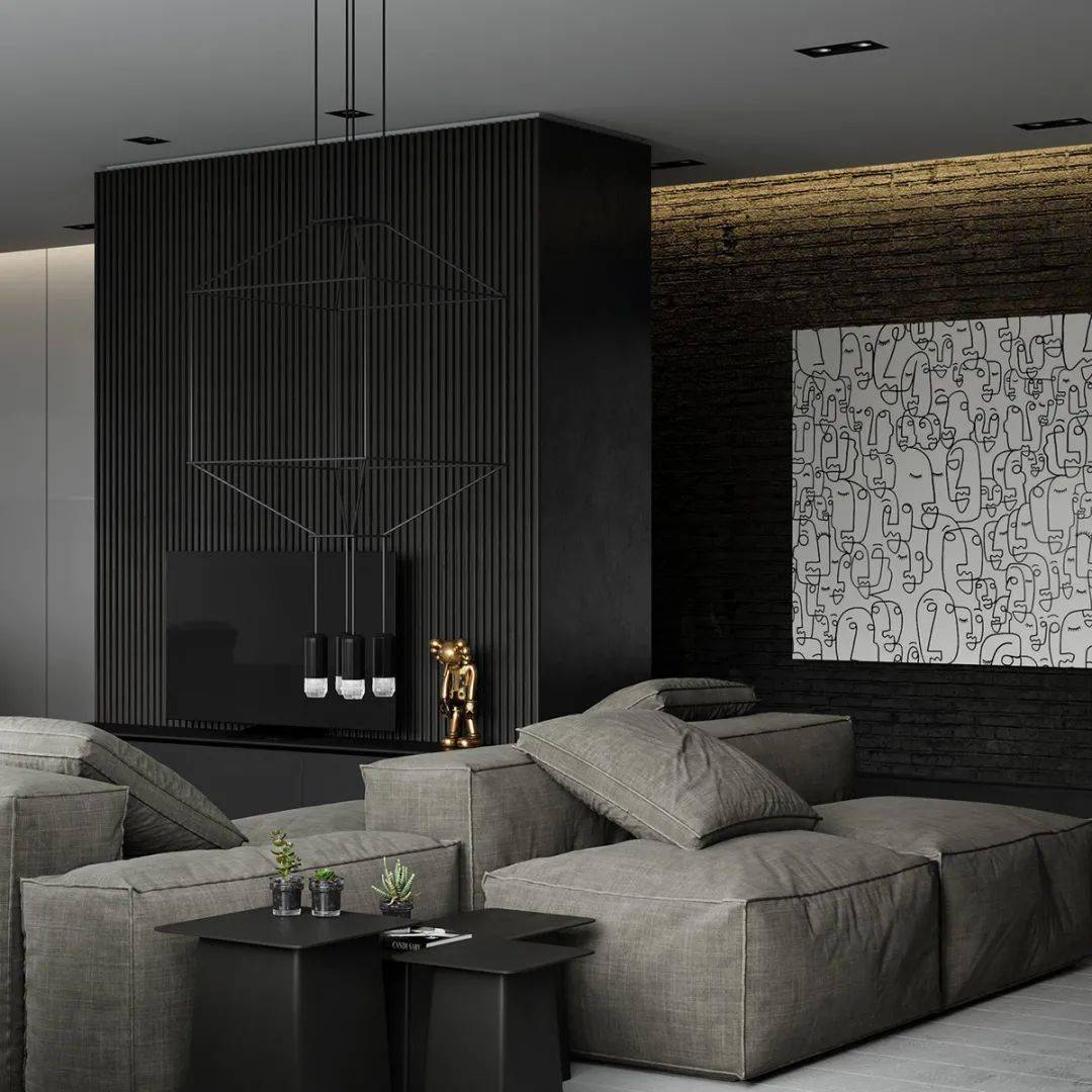 黑白色系的客厅,气质凸显 !