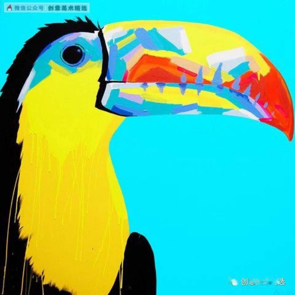 色彩临摹素材可爱的大嘴鸟创意手绘作品