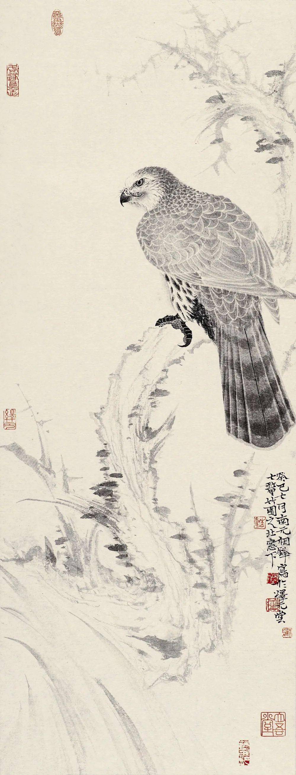 他的细笔水墨花鸟有一种清雅诗意的美