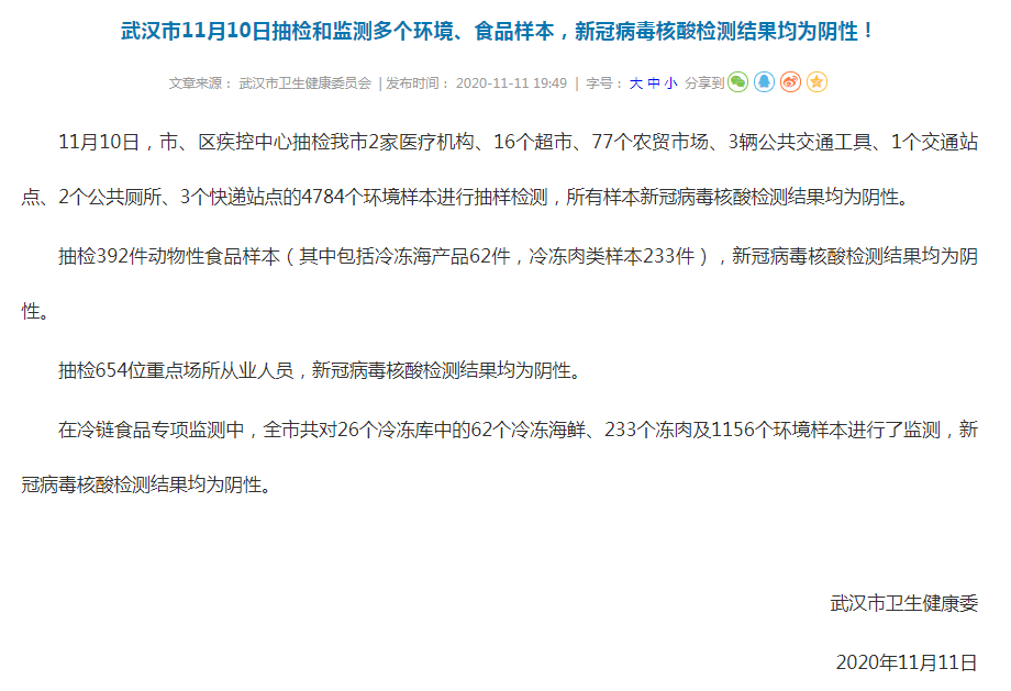 食品样本,新冠病毒核酸检测结果均为阴性!