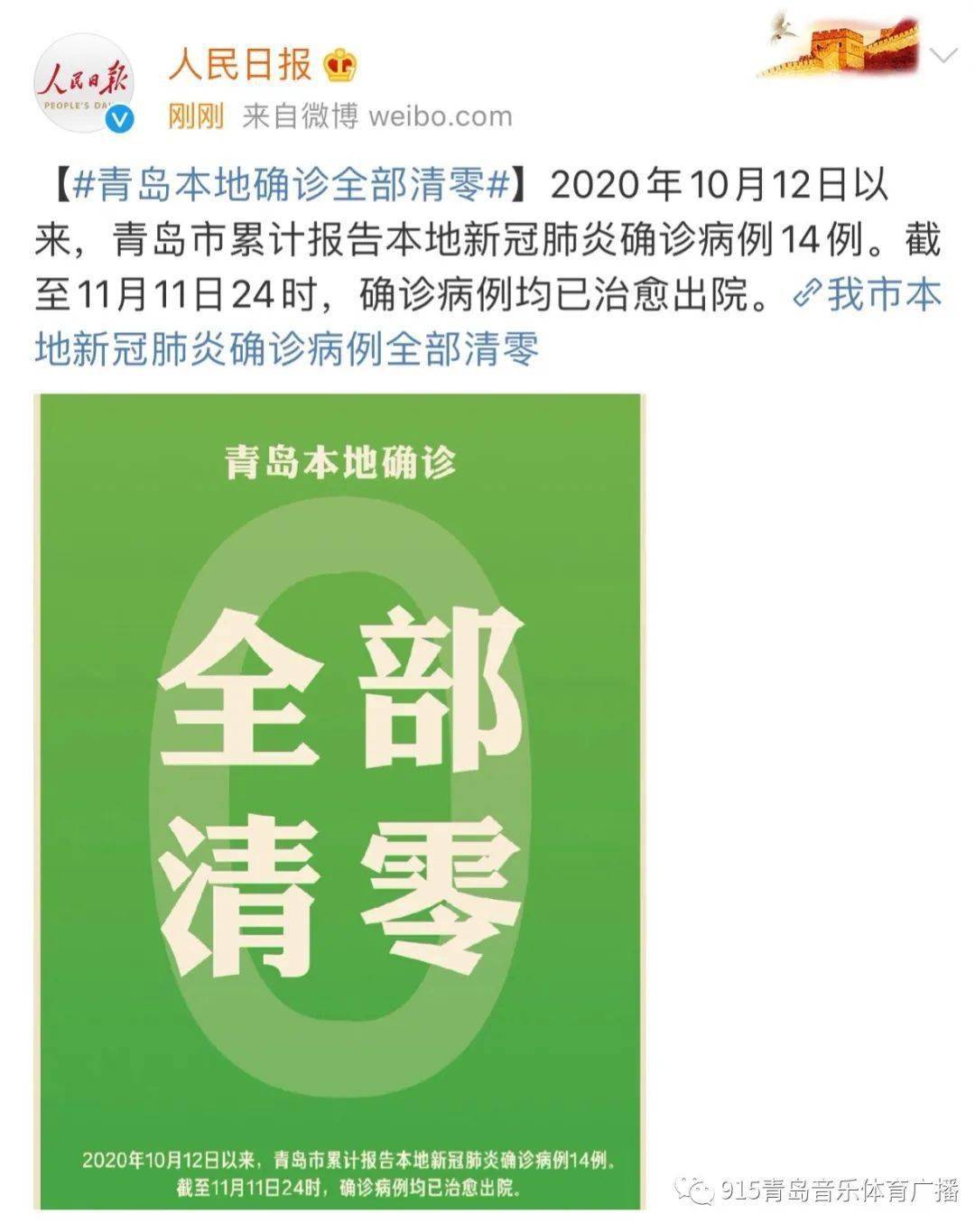 青岛本地新冠肺炎确诊病例全部清零!