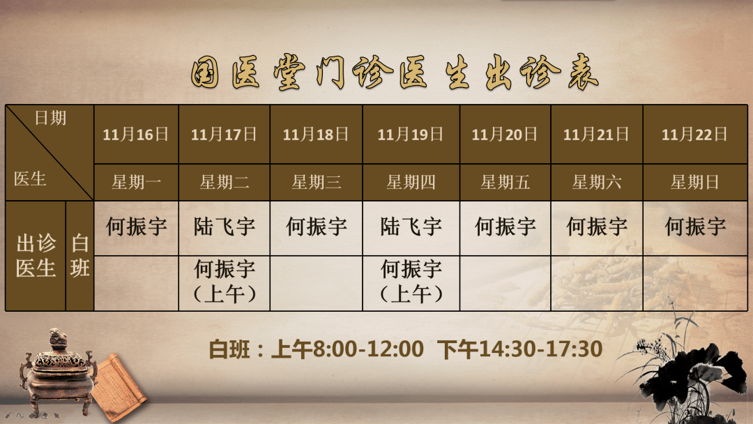 【收藏】阳朔县妇幼保健院门诊科室医生出诊一览表(11月16日-11月22日