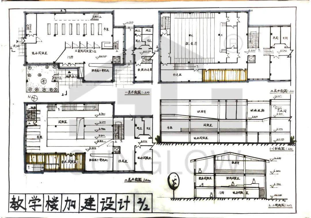 快题模考解评图07大快题真题教学楼加建设计