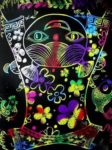 创意手工创意刮刮画黑夜给了你彩色的眼睛