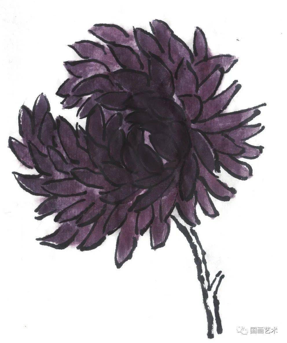 国画教程菊花花头的写意画法
