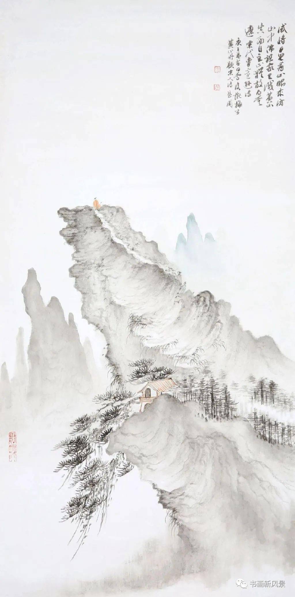 淡雅水墨山水画 长卷图片