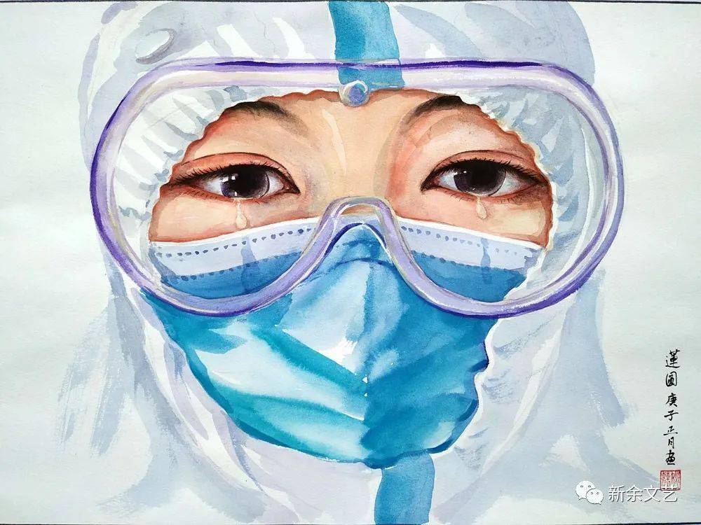 国画《抗疫护民见真情》68x68国画《不惧生死勇赴一线》68x68油画