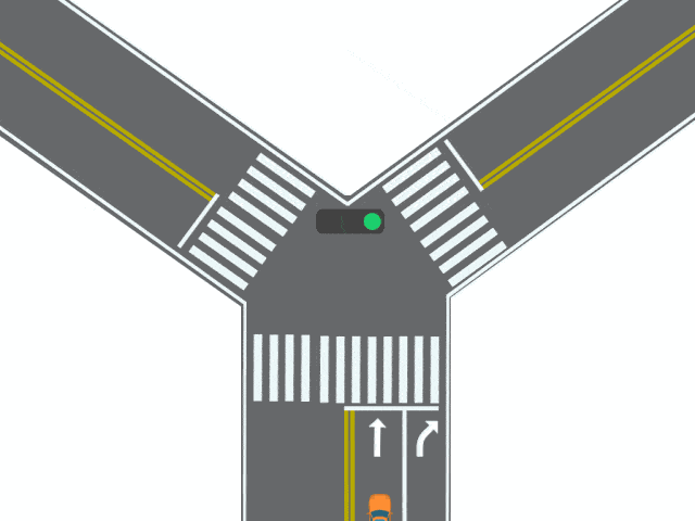 提示:很多车主遇到这种路口就懵了,这么正的y字型,哪边才是直行呢?