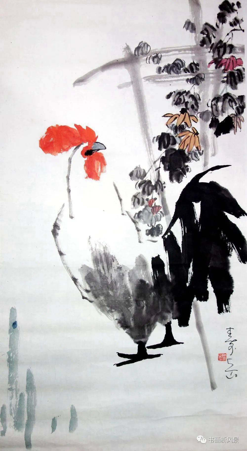 他俩画鸡寥寥几笔稚趣盎然