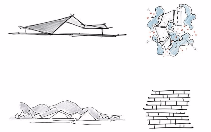 现代的手法重构—— 传统坡屋顶与砖墙 