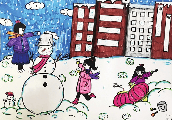 2021年的第一场雪画画图片