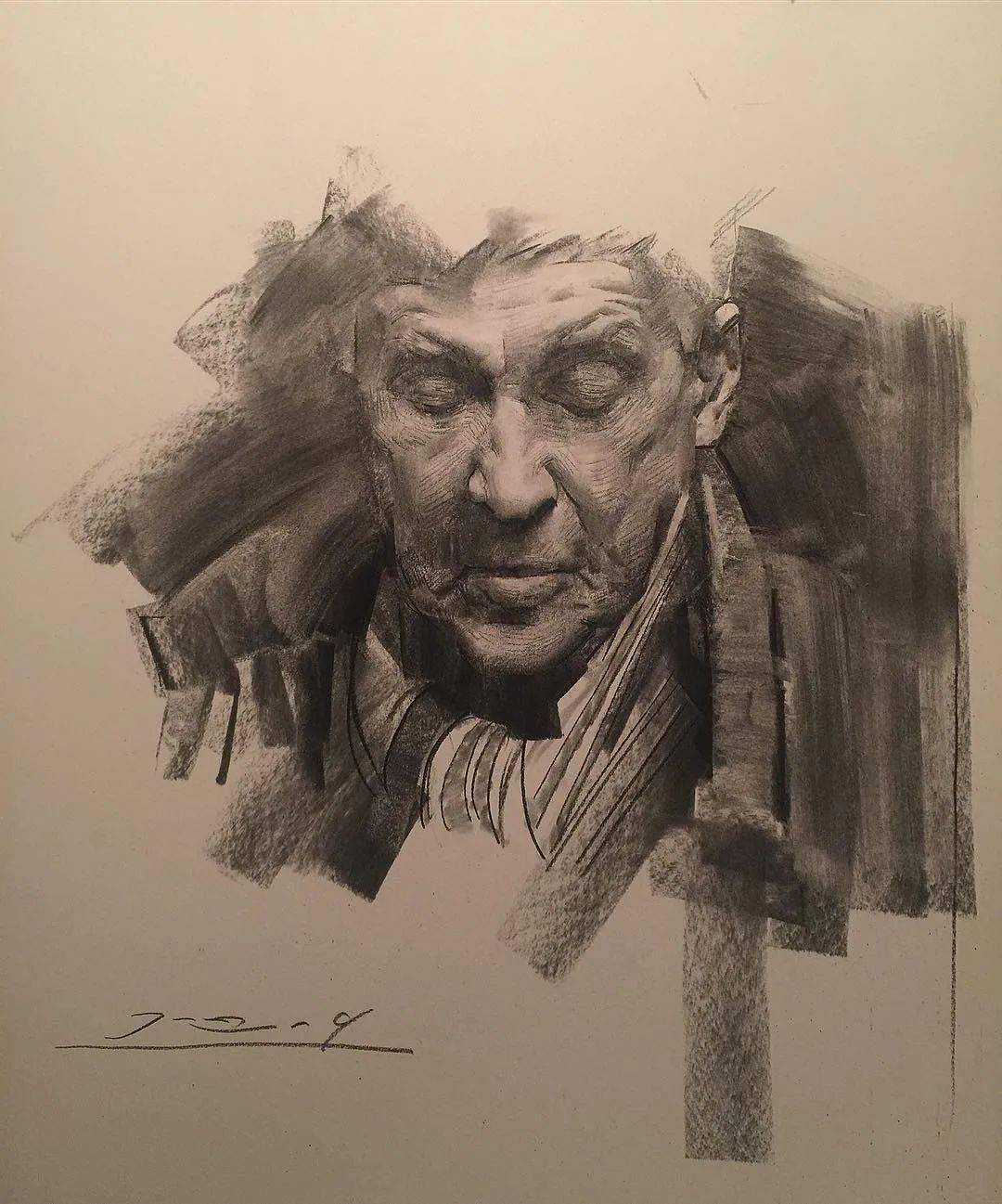 用木炭条画素描,笔触大刀阔斧,调子666,每次用它画画,都有一种自己