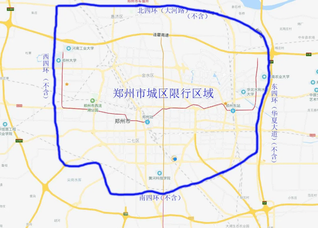 郑州中牟限行区域地图图片