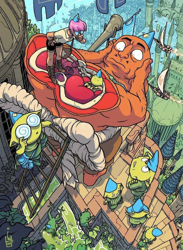 经典的透视角度画风酷炫充满故事性的插画