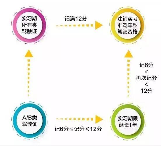 持有a1,a2,a3,b1,b2駕駛證的駕駛人在一年實習期內記6分以上但未達到