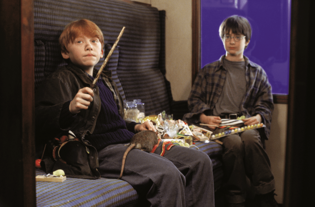 手推车上琳琅满目的零食(出自《哈利·波特电影宝库 第2卷》)哈利