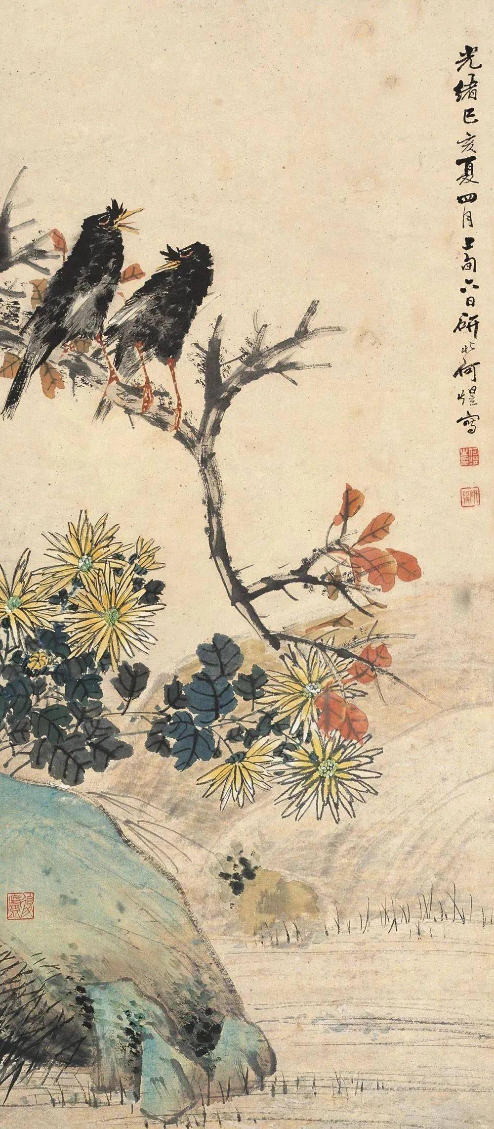 何煜的大写意花鸟营造清润典雅热烈生动的意境