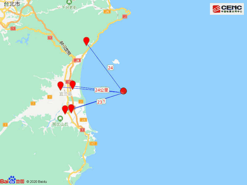 剛剛,5.8級地震_震中