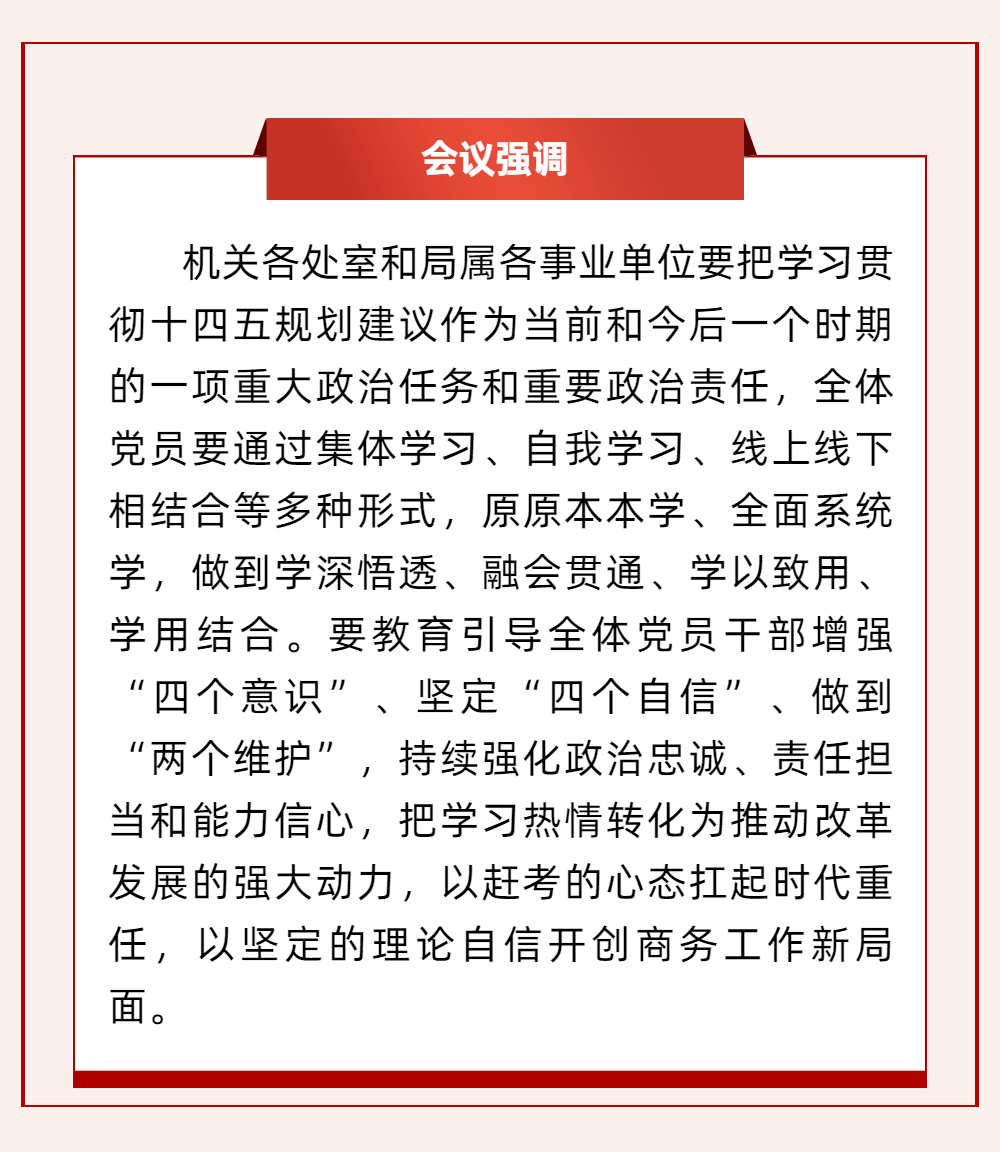 市商务局党组理论学习中心组专题学习中央十四五规划和二〇三五年远景