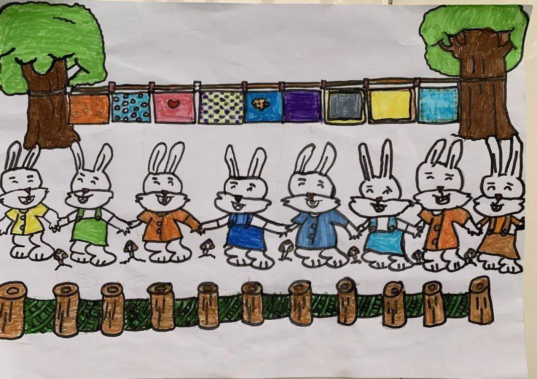 有趣的间隔排列记长安中心小学三年级数学创意画活动