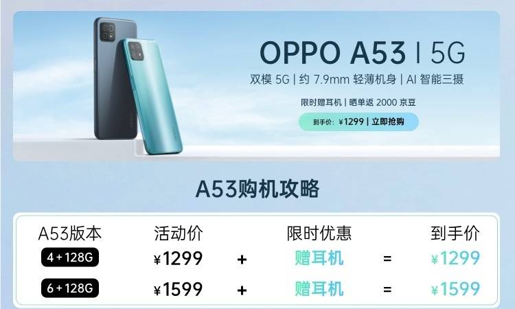 1299 元,oppo a53 正式开售,6 128gb 版本周五开售_支持