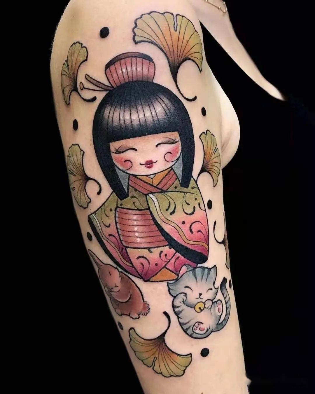 日式胖脸娃娃纹身图图片