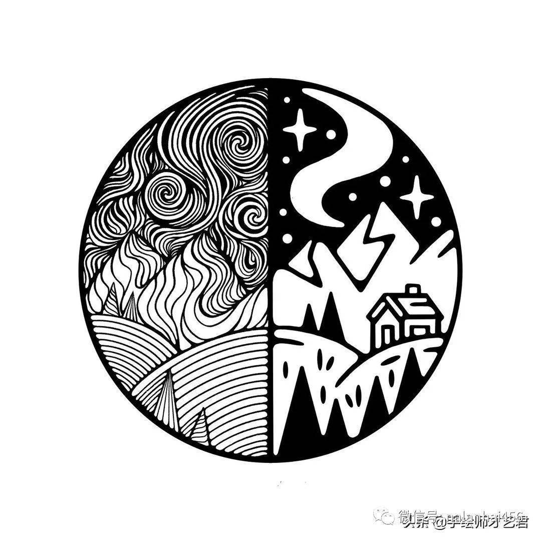 精湛针管笔风景手绘线条精炼透视精准图形创意十足线条排的太舒服了