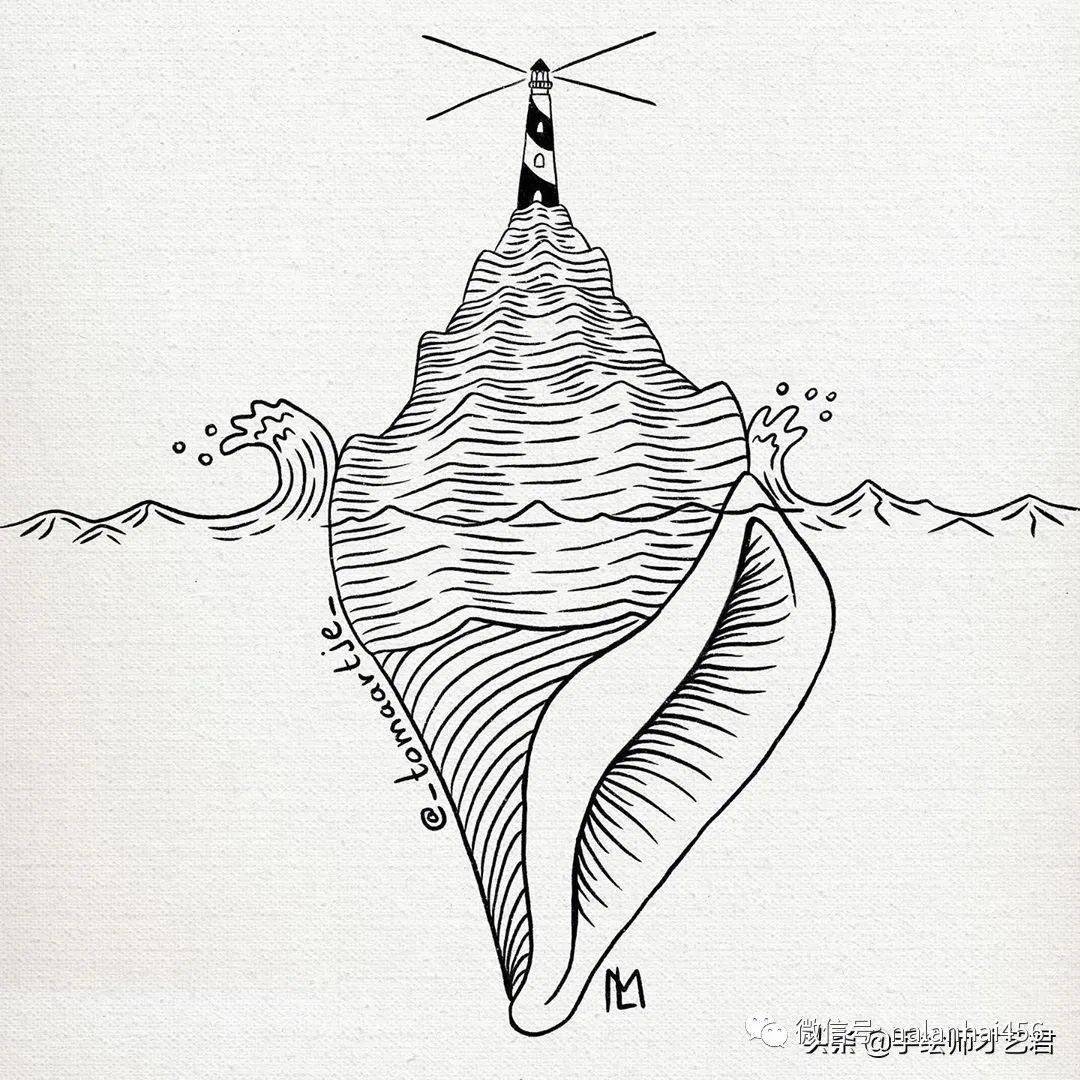 精湛針管筆風景手繪線條精煉透視精準圖形創意十足線條排的太舒服了