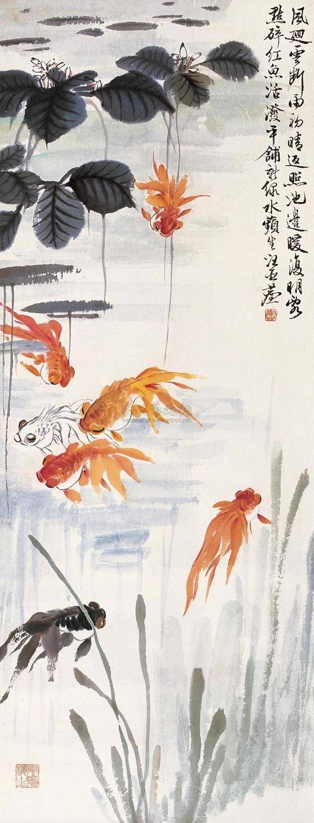 中国的第一笔”，汪亚尘的金鱼画_搜狐网