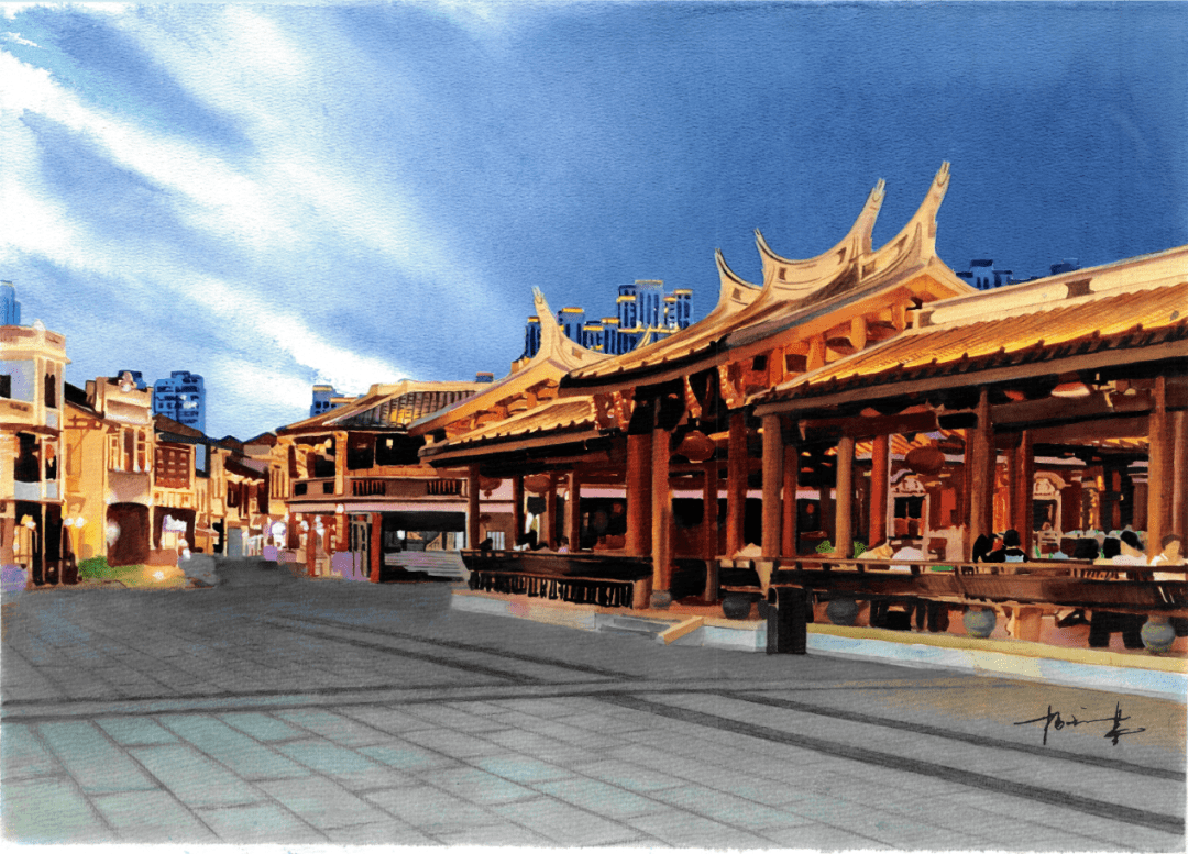古城流韵系列画作12月30日,漳州青年女画家杨雅瑾的《手绘漳州》系列