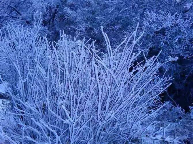 天台山上雪照云光